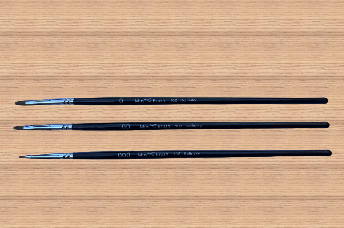 Mus Brush serie 102 - Complete set (3-delig) - Kattentong - Fijn Kolinsky