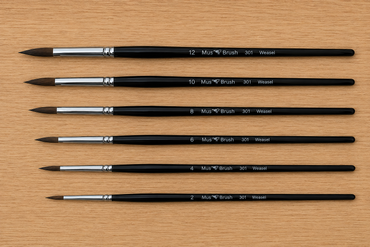 Mus Brush Series 301 - Complete Set (6-piece) - Round - Weasel Hair