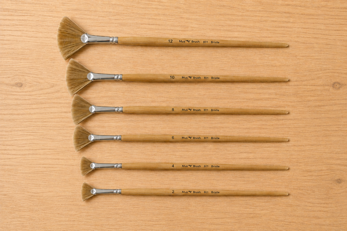 Mus Brush serie 801 - Complete set (6-delig) - Waaier - Varkenshaar
