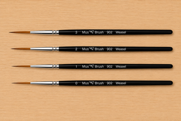 Mus Brush Series 902 - Complete Set (4-piece) - Script Liner - Weasel Hair