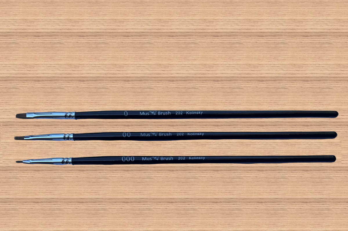 Mus Brush series 202 - Complete set (3-piece) Flat - Fine Kolinsky