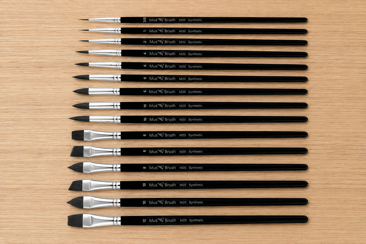 Mus Brush serie M-20 - Complete set (16-delig) - Synthetisch