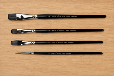 Mus Brush serie M-40 - Set 2 (4-delig) Medium All-Round - Synthetisch