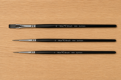 Mus Brush serie M-40 - Set 4 (3-delig) Mini & Detail - Synthetisch
