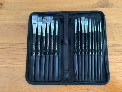 Mus Brush serie M-40 - Complete set (15-delig) met etui - Synthetisch