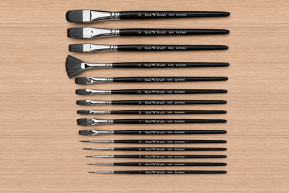 Mus Brush serie M-40 - Complete set (15-delig) met etui - Synthetisch