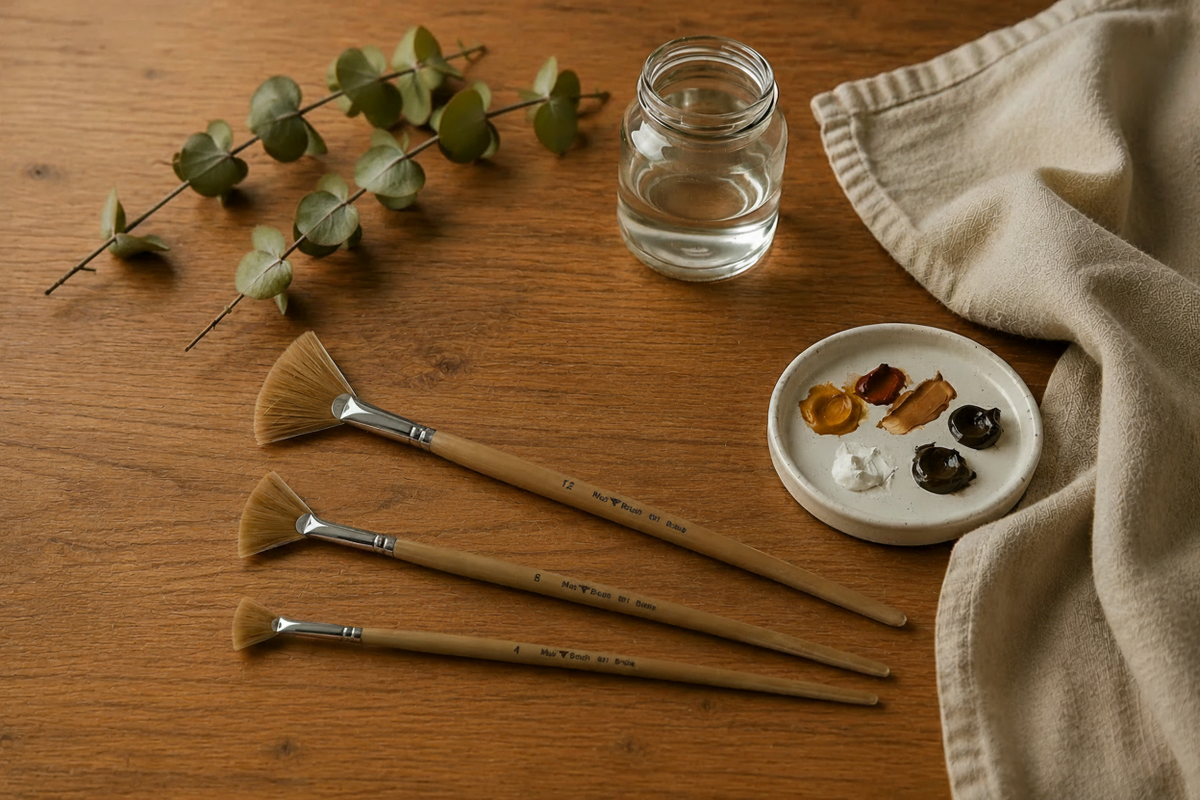 Mus Brush 801 Natural op lichte eikenhouten tafel