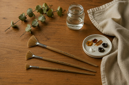 Mus Brush 801 Natural op lichte eikenhouten tafel